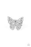Bright-Eyed Butterfly - White Butterfly Ring - Paparazzi Accessories